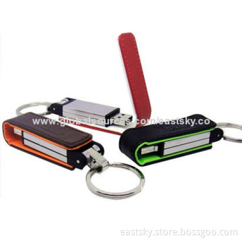 Leather Promotional USB Flash Drive, Warranty Free for 2 Years, Leather Material, Comes in Red/Green